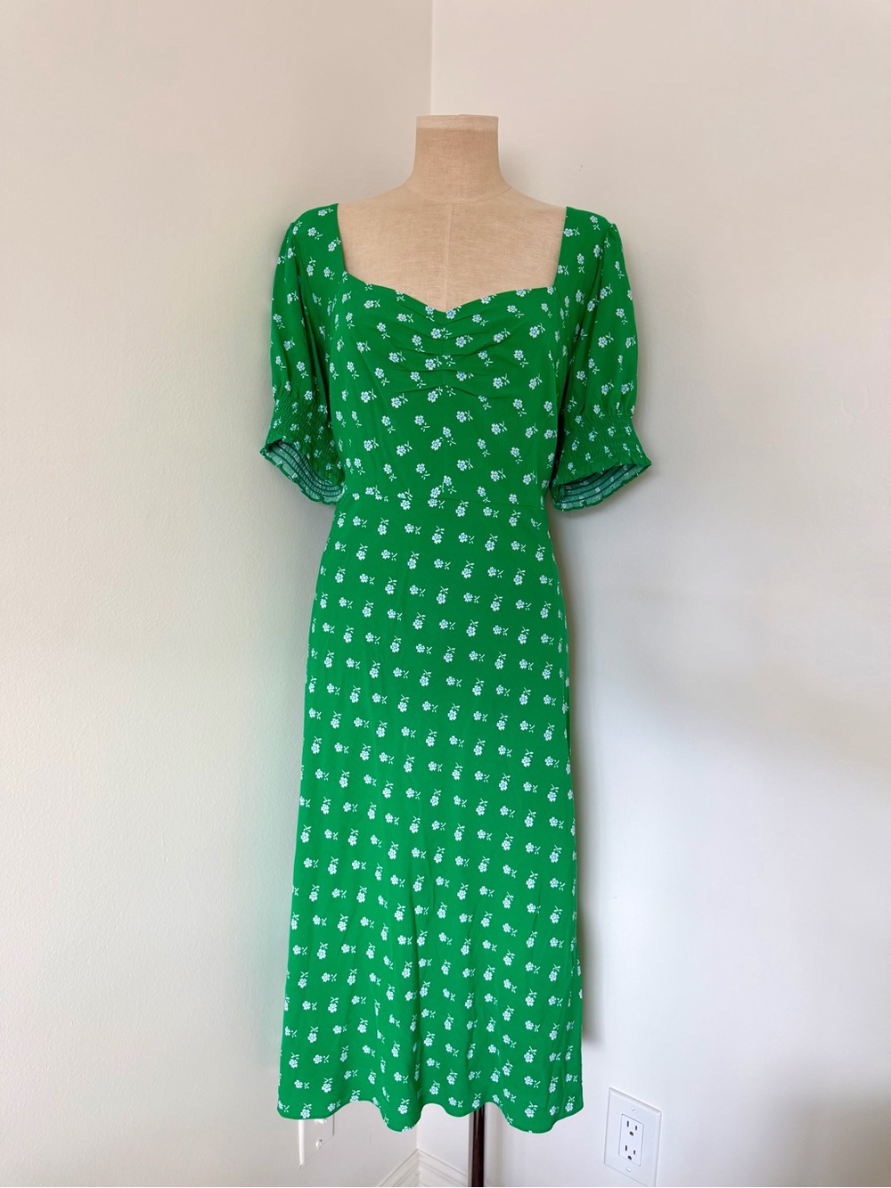 J. Crew Puff-sleeve midi dress in bandana flowers print
